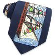 Fornasetti Veliero in bottiglia - Navy Blue Printed Silk Tie