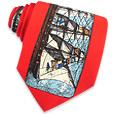 Fornasetti Veliero in bottiglia - Red Printed Silk Tie