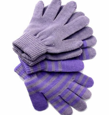 Fortuna Girls Stretchy Magic Gloves in Lilac - Two Packs