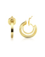 Forzieri 14K Yellow Gold Mini Spring Flat Hoop Earrings