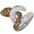 Forzieri 18K White Gold & Champagne Diamond Snake Ring