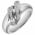 Forzieri 18K White Gold Double Row Diamond Ring