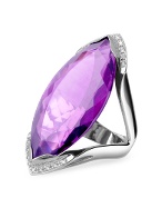 Forzieri Amethyst and Diamond White Gold Fashion Ring