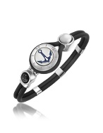 Forzieri Anchor and Compass Stainless Steel and Rubber Bracelet