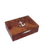 Anchor Sterling Silver and Wood Jewelry Box