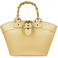 Beige Lizard-print Tote w/Bamboo handles
