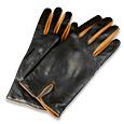 Black and Cognac Cashmere Lined Leather Ladies`Gloves