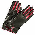 Black and Fuchsia Cashmere Lined Leather Ladies`Gloves
