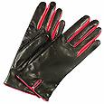 Forzieri Black and Fuchsia Cashmere Lined Leather Ladies`Gloves
