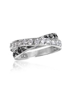 Forzieri Black and White Diamond Crossover 18K Gold Ring