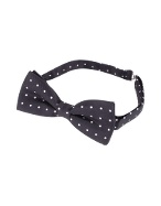 Forzieri Black and White Medium Polkadot Pre-Tied Silk Bowtie