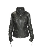 Forzieri Black Calf Leather Hidden Hood Multi-pocket Jacket