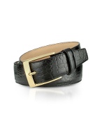 Black Croco Stamped Genuine Leather Belt