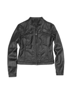 Forzieri Black Genuine Leather Motorcycle Zip Jacket