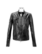 Forzieri Black Italian Leather Motorcycle Jacket