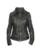 Forzieri Black Leather Motorcycle Jacket