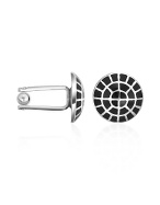 Forzieri Black Mosaic Silver Plated Round Cuff links