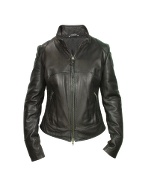 Forzieri Black Natural Leather Motorcycle Jacket