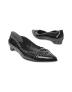 Black Patent Leather Ballerina Flat Shoes