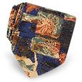 Forzieri Blue and Brown Ornamental Flowers Woven Silk Tie