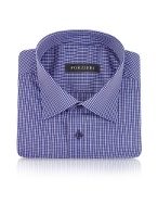Blue Checked Cotton Dress Shirt