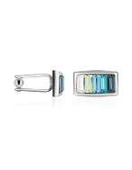 Blue Gradated Swarovski Crystal Silver Plated Cuff links