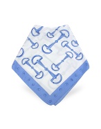 Blue Horsebit Printed Silk Square Scarf