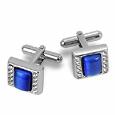 Forzieri Blue Square Cufflinks w/Swarovski Crystals