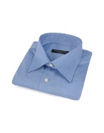 Blue Twill Cotton French Cuff Italian Dress Shirt