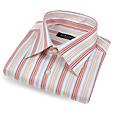 Forzieri Brown and Beige Variegated Striped Cotton Italian Dress Shirt