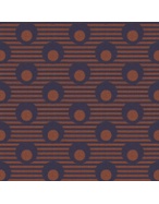 Brown and Blue Retro Printed Poplin Cotton