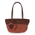 Forzieri Brown Italian Handmade Knit Wool Handbag w/Flower