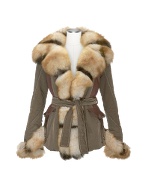 Forzieri Brown Leather and Fox-Fur Trim Coat
