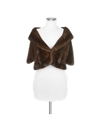 Brown Mink Fur Front-pockets Cape