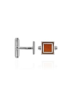 Brown Sterling Silver Square Cuff Links