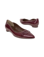 Forzieri Burgundy Patent Leather Ballerina Flat Shoes