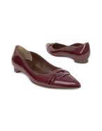Forzieri Burgundy Patent Leather Ballerina Flat Shoes