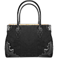 Forzieri Capaf Black Suede and Leather Tote Bag