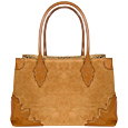 Forzieri Capaf Cognac Suede and Leather Tote Bag