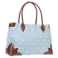 Forzieri Capaf Denim and Alligator Leather Trim Tote Bag