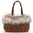 Forzieri Capaf Line Wicker and Eco-Fur Handbag