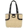Capaf Line Wicker and Leather Handbag