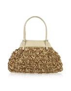 Forzieri Capaf Line Woven Straw and Leather Satchel Bag