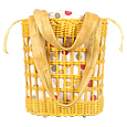 Forzieri Capaf Yellow Wicker Leather Bucket Bag
