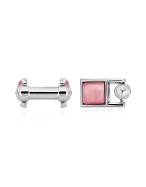 Cat` Eye - Antique Pink Squares Double Sided Cuff links