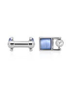 Cat` Eye - Electric Blue Squares Double Sided Cuff links