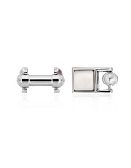 Forzieri Cat` Eye - White and Purple Squares Double Sided Cuff links