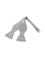 Forzieri Ceremony Silver Dots Woven Silk Self-tie Bowtie
