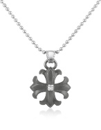 Forzieri Chrome Gothic Tribal Cross Sterling Silver Pendant Necklace