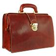 Forzieri Cognac Italian Leather Buckled Compact Doctor Bag